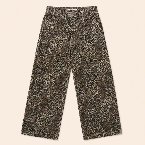 Levi's Denim - Levi’s Premium Baggy Dad Leopard Print Wide Leg Jeans Y2K 27